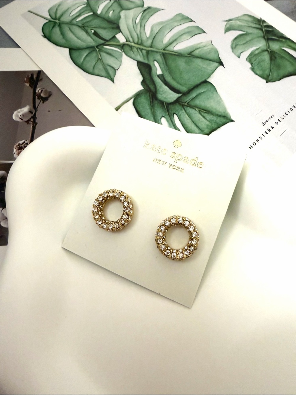 kate spade Gold Crystal Halo Stud Earrings